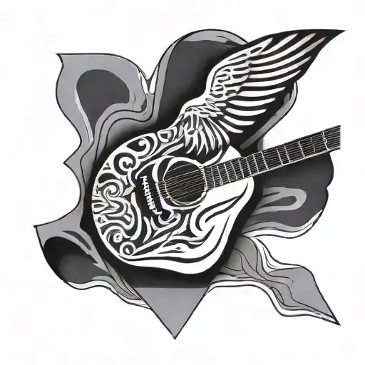 An Abstract Design Of A Guitar Pick Transforming Into A Bird In Flight