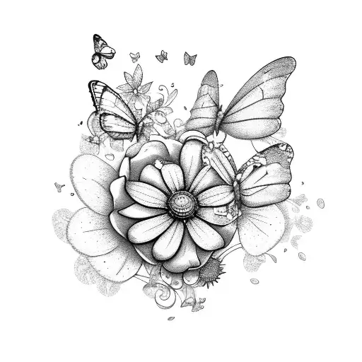 Flowers With Fairy And Butterflies