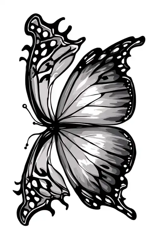 Half Butterfly With A Space In The Middle