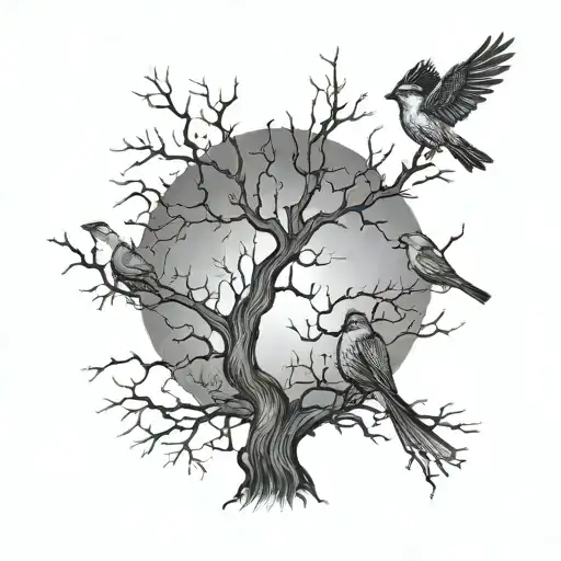 Tree Night Birds Smoke