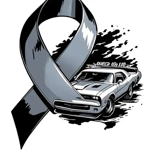 A Cancer Ribbon With Rides And Rods Cars Inside The Cancer Ribbon