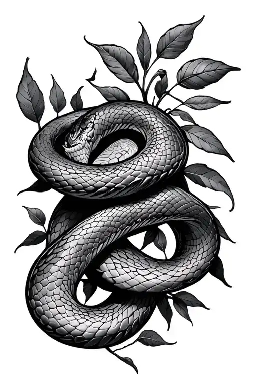 Leaves And Snake Intertwined