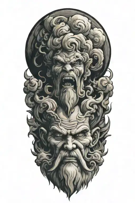 Zues In A Storm Cloud Background