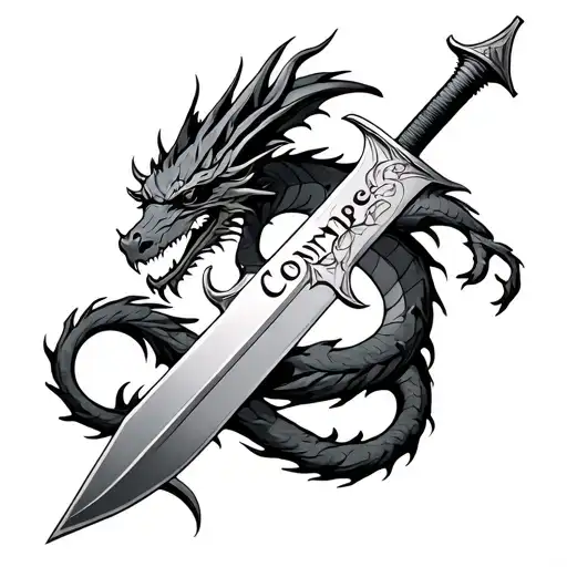 Sword With Dragon Going Around The Sword And The Name Conner Inside The Sword