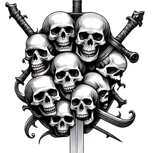 Pile Of Skulls With Sword