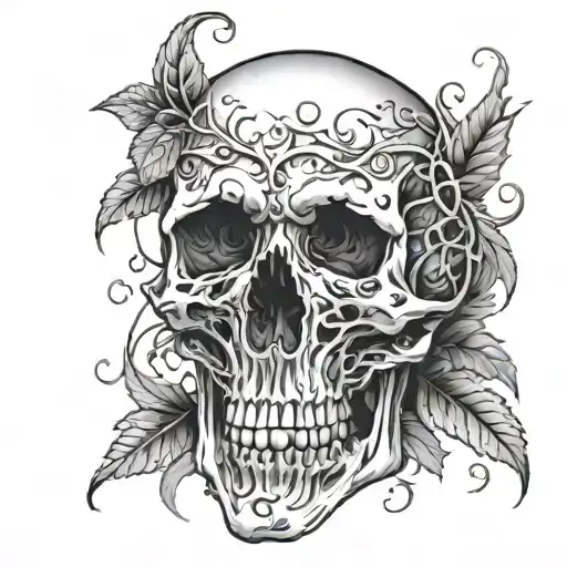 Make Skull With Vines Coming Out Turning Into Life