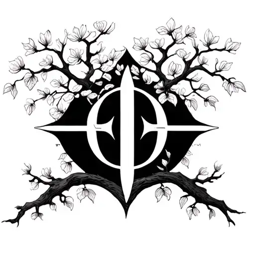 Alpha And Omega Symbol And Dogwood Tree