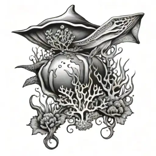 Coral Reef With Stingray And Jelly Fish