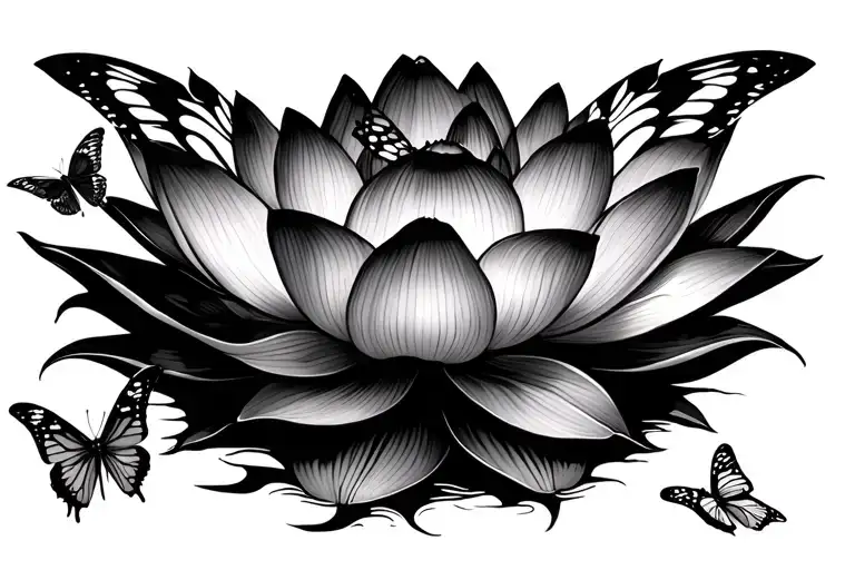 Lotus Flower And Butterflys Souronding