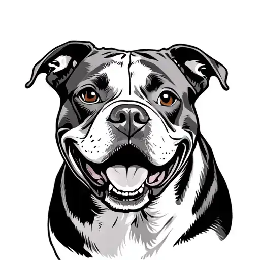 Simple Outline Of A Pitbull Smiling
