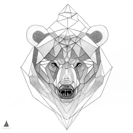 Bear Surrounded By Geometric Shapes