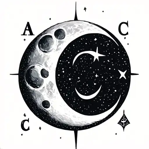 Minimal Tattoo Design Comprising Of Moon And Alphabet C