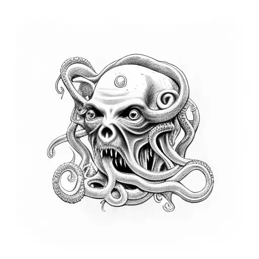 Hp Lovecraft Tentacles Mouths Eyes Disgusting Scary Evil Occult Sleeve