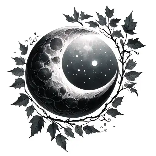 Crecent Moon With Wrapped Ivy Leaves