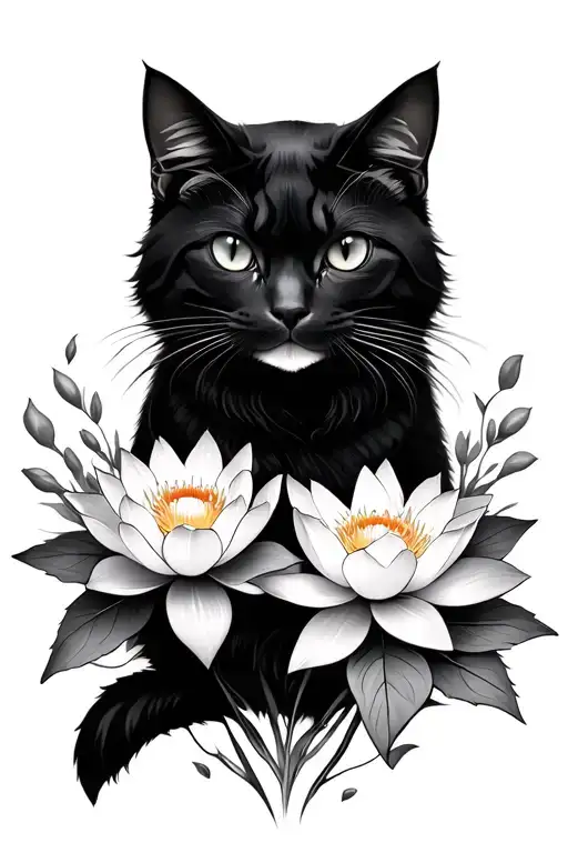 Cat And Lotus Flower Bouquet