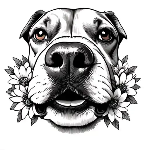 Dog Nose Print With Flowers Growing