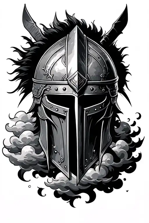 Warrior Helmet And Clouds