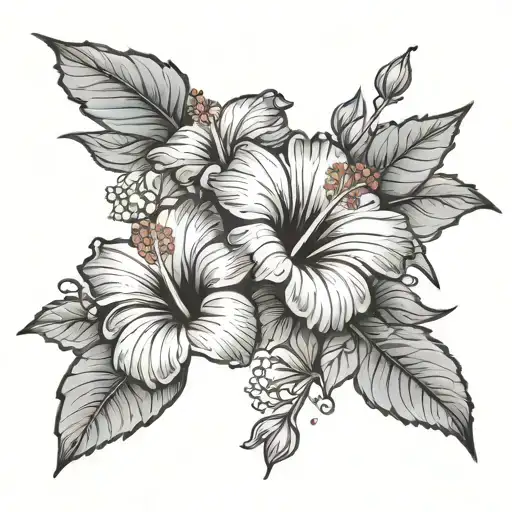 Hibiscus Flowers With Sun Rising