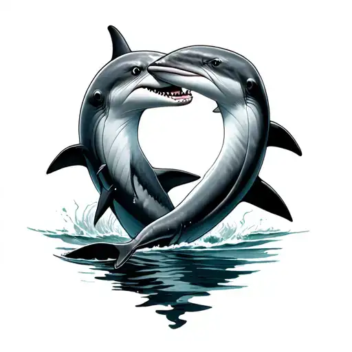 Dophin And Shark Swimming Together Representing Your Love