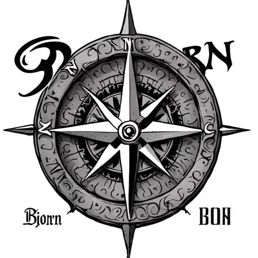 Bjorn Name With Viking Compass