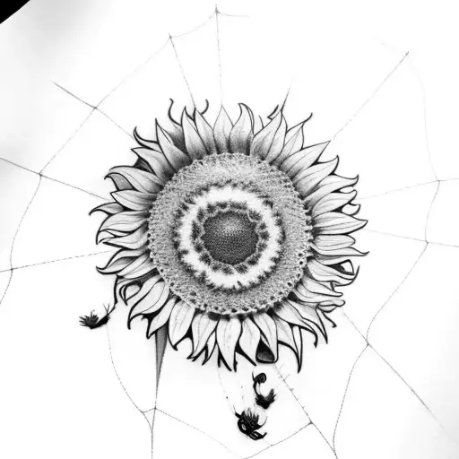 Sunflowers With Spider Webs