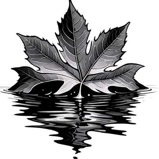 Leaf Resting On Water Ripples