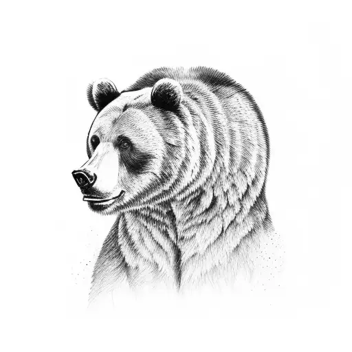 Bear And Cardinal Depicted In A Realistic Black And Grey Style