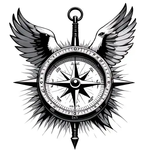 Compass With A Bird In Background