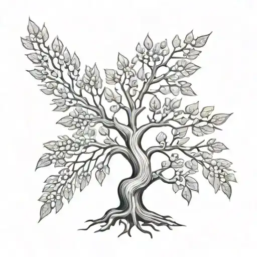 Iranian Farvahar And Cyprus Tree Branches