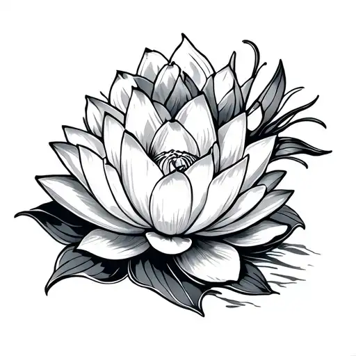 Conch And Lotus Flower Blooming