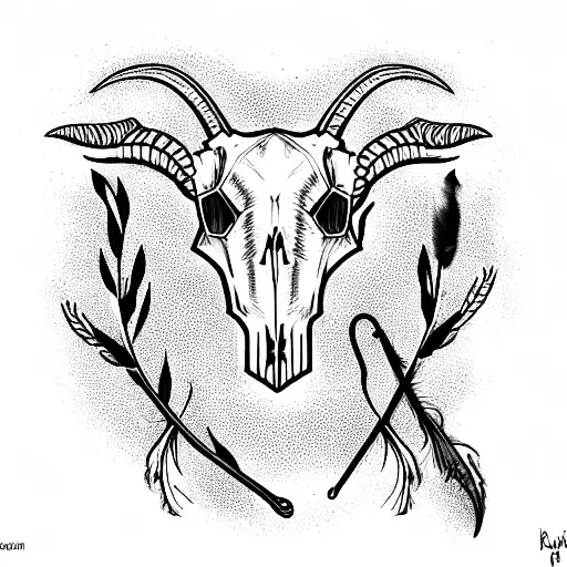 Goat Skull With Feather