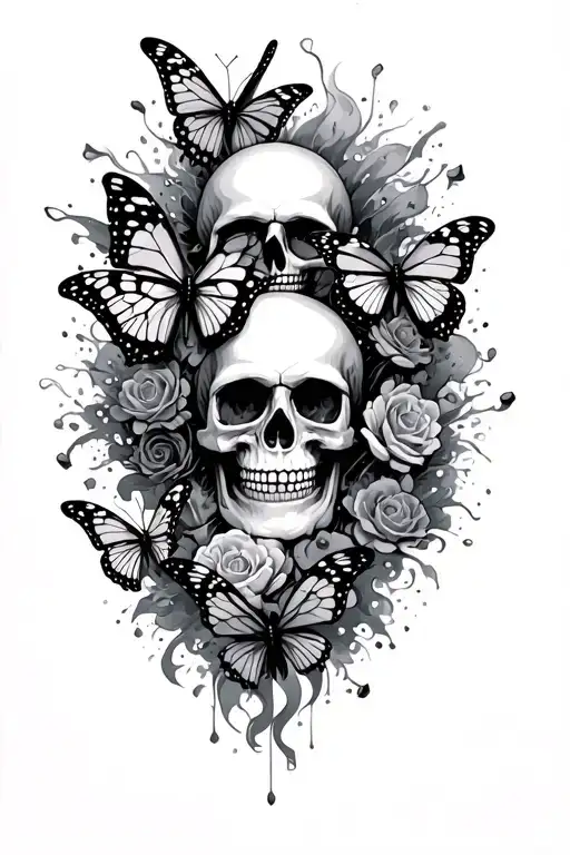 Skulls And Butterflies Exploding
