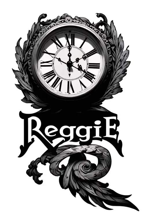 Roman Numeral Clock Surrounded With The Name Reggie
