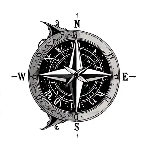 Half Clock Half Compass Rose