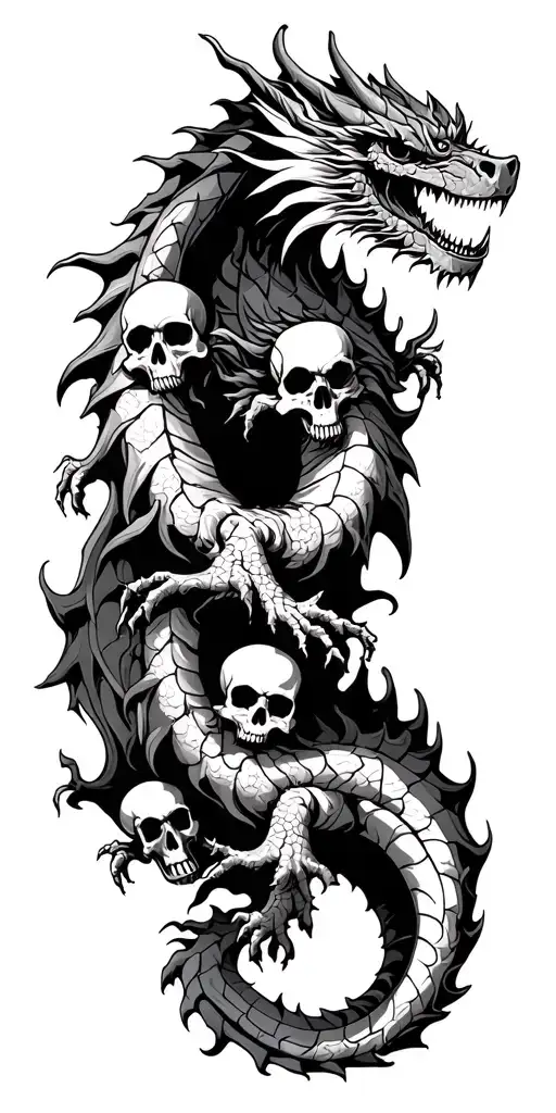 Dragon Wrapped With Skulls