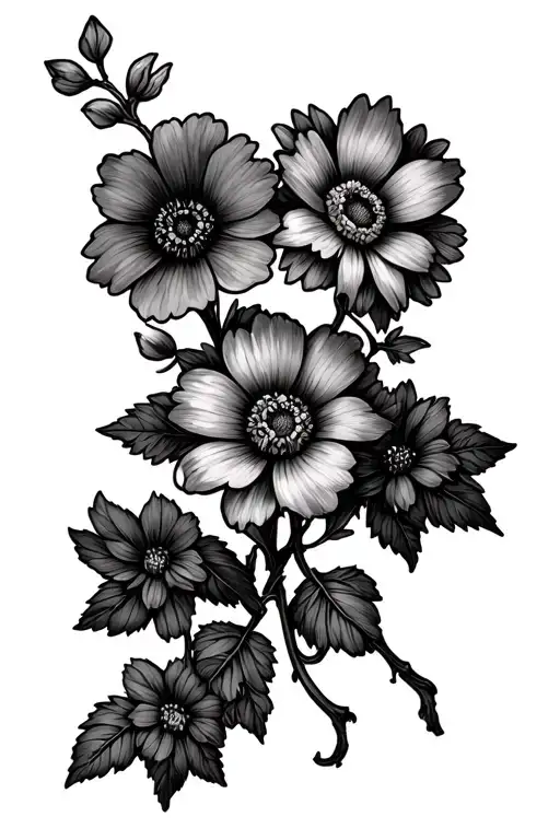 Flower Vine With Violets And Asters