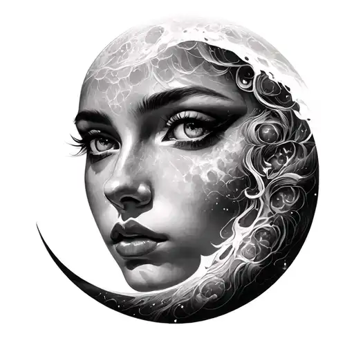 Moon Whit Women Face Made