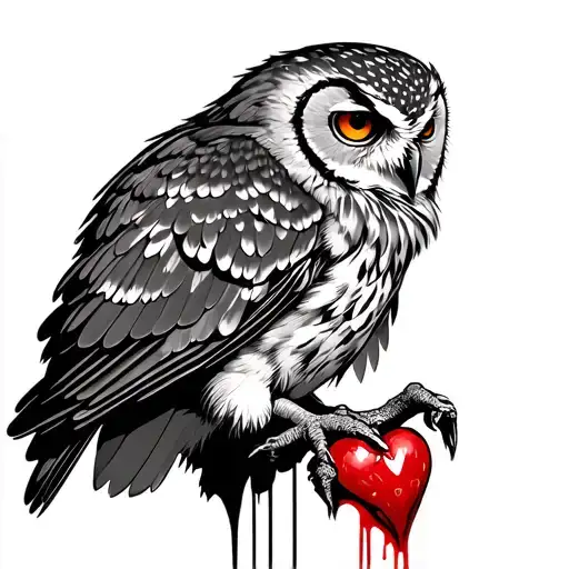 Owl In Flight Bleeding Heart In Claw