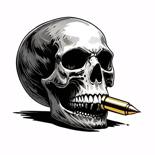 Skull With Bullet In The Middle Of The Forehead