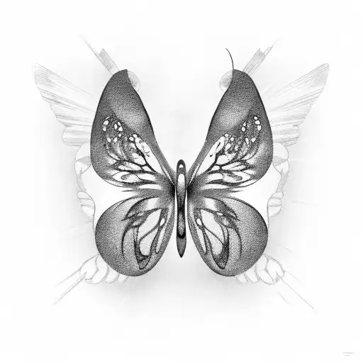 A Butterfly Flying Up The Stairs To The Gates Of Heaven