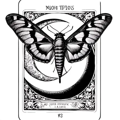 Moon Tarot Card Moth