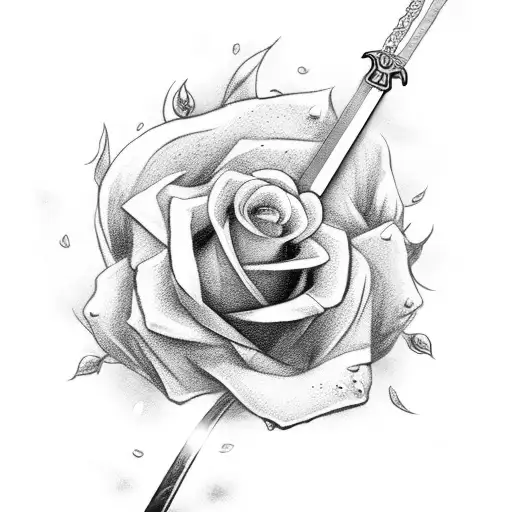 Feminine Sword With Roses Around The Blade