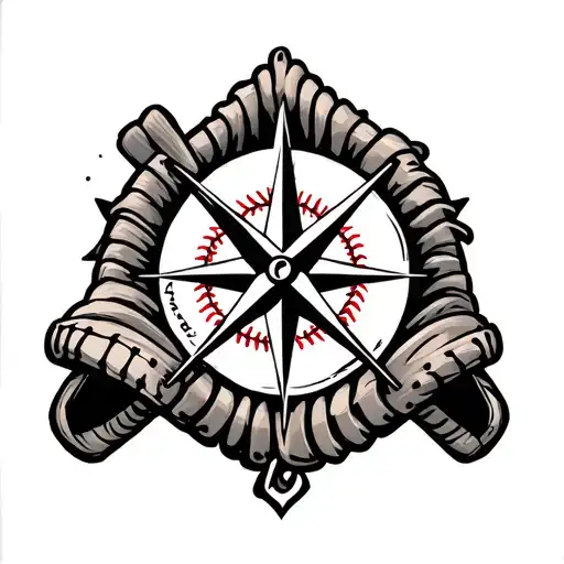 Baseball Cross And Compass In A Glove