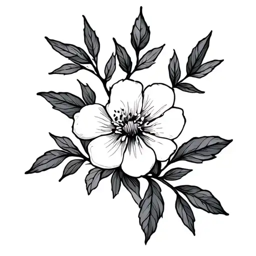 A Simple Fine Line Juniper Branch Entwined With September's Birth Flower