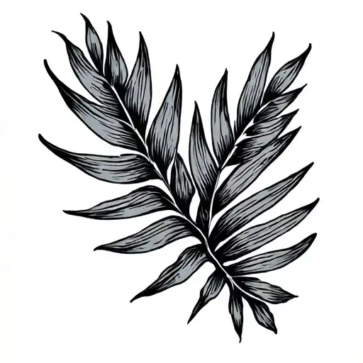 Small Thin Line Palm Leaf Tattoo Design