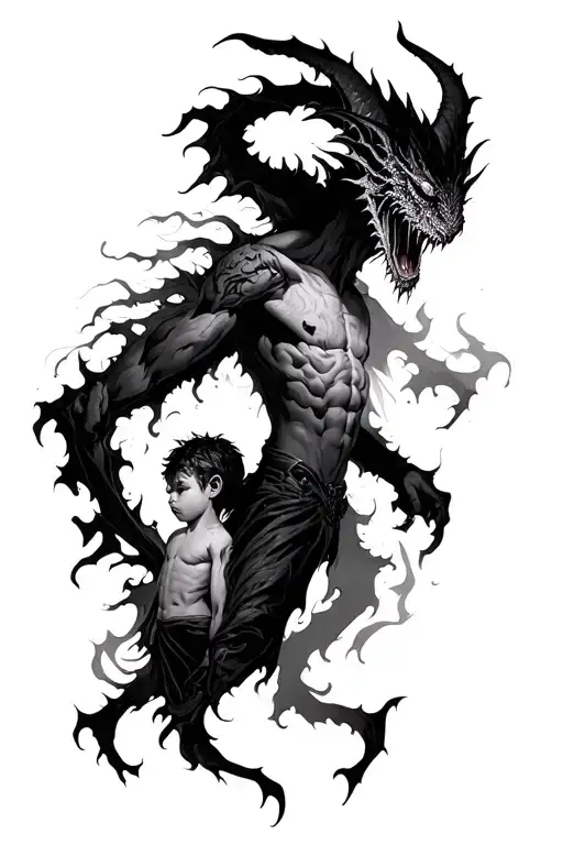 Boy And Demon Shadow