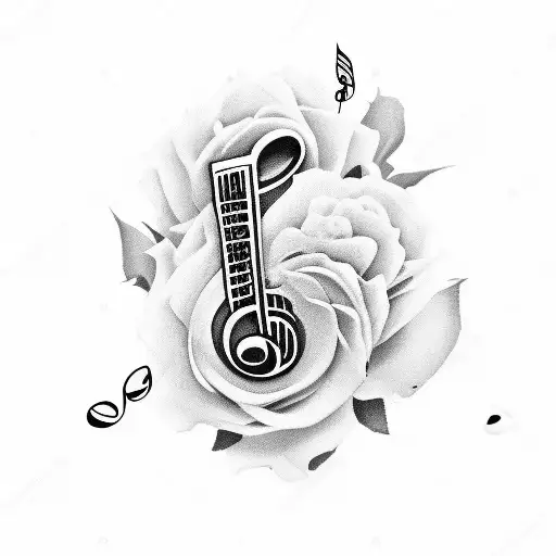 Music Note With Flowers