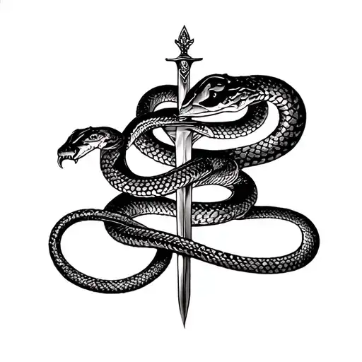 Snake Around Dagger Hissing With Bible Verse Under It