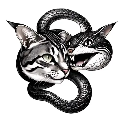 Cat And Snake Face To Face