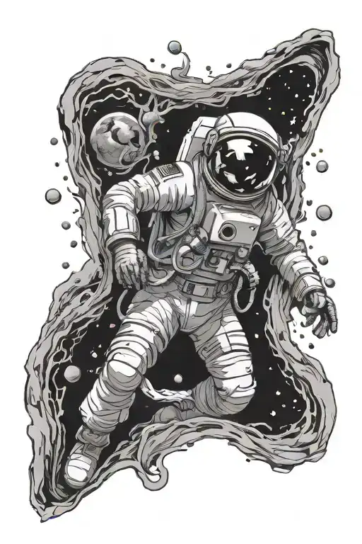 Space With Astronaut Going Through A Portal Opening That Looks Through To An Underwater Scene
